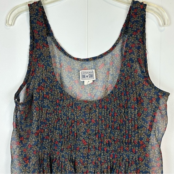Converse One Star Sheer Fairy Grunge Floral Babydoll Pintuck Tank Top Size M - Picture 3 of 14